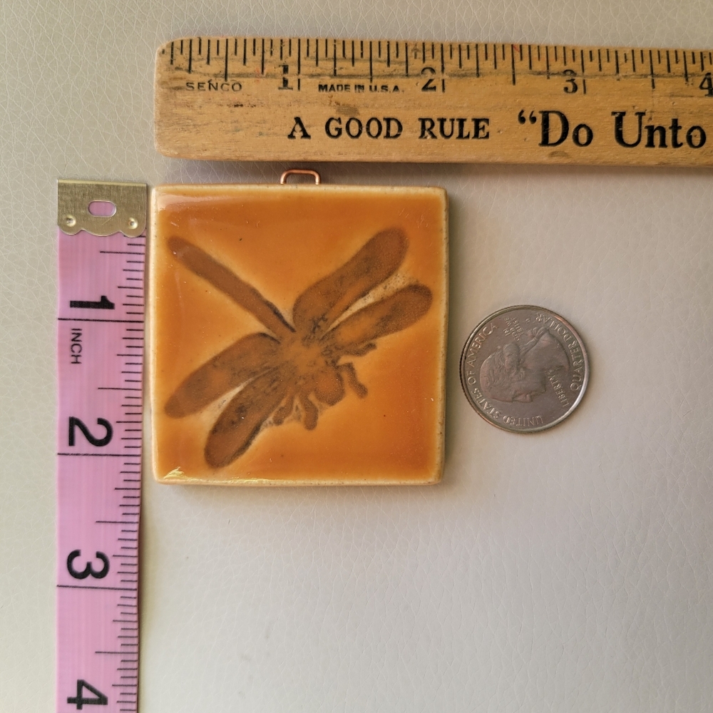 Dragonfly Decorative Tile 2x2 ~ Artisan ~ Handcrafted ~ Nature ~ Cottage ~ Cute! - Picture 2 of 11